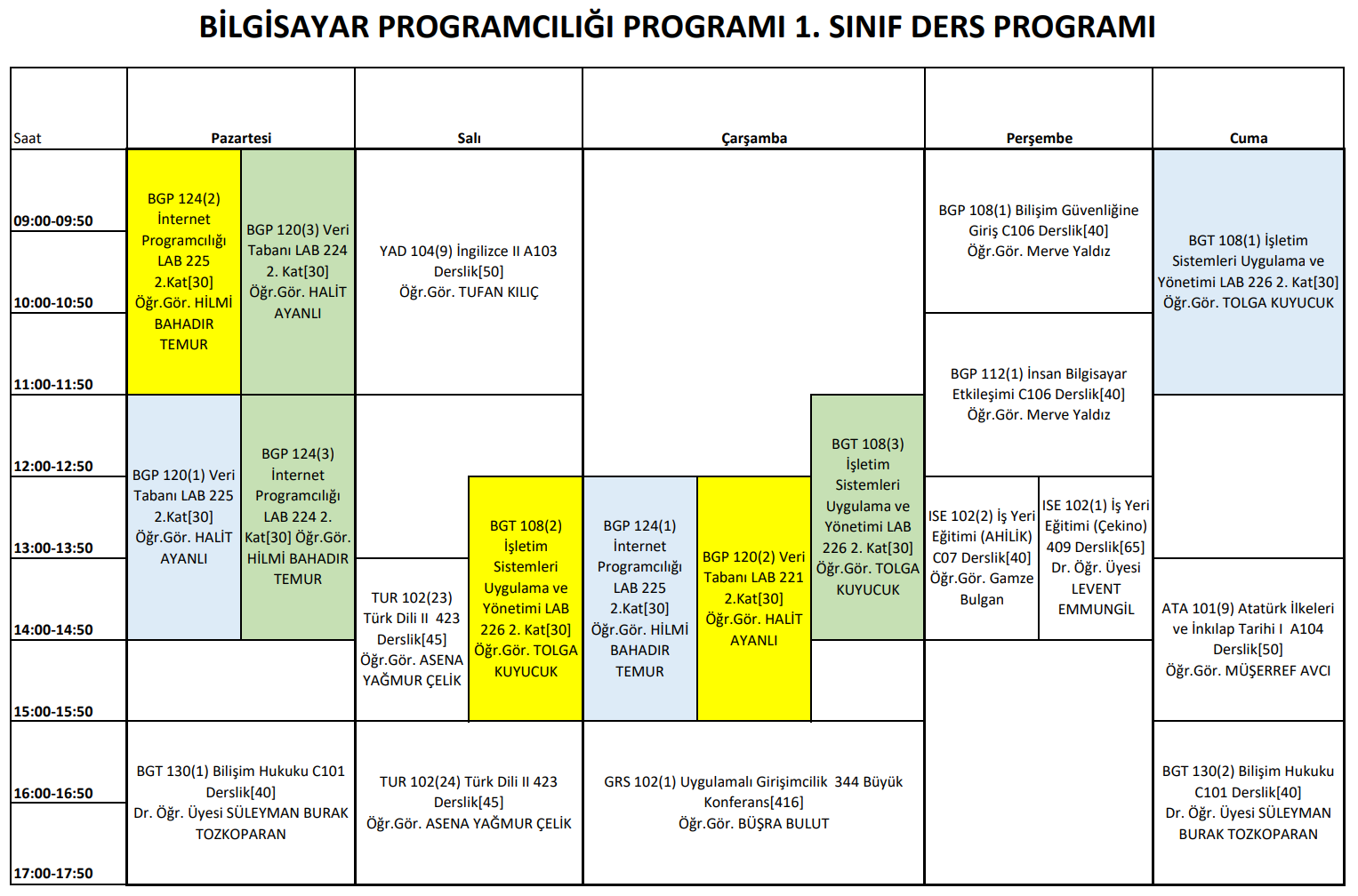 Ders Programı
